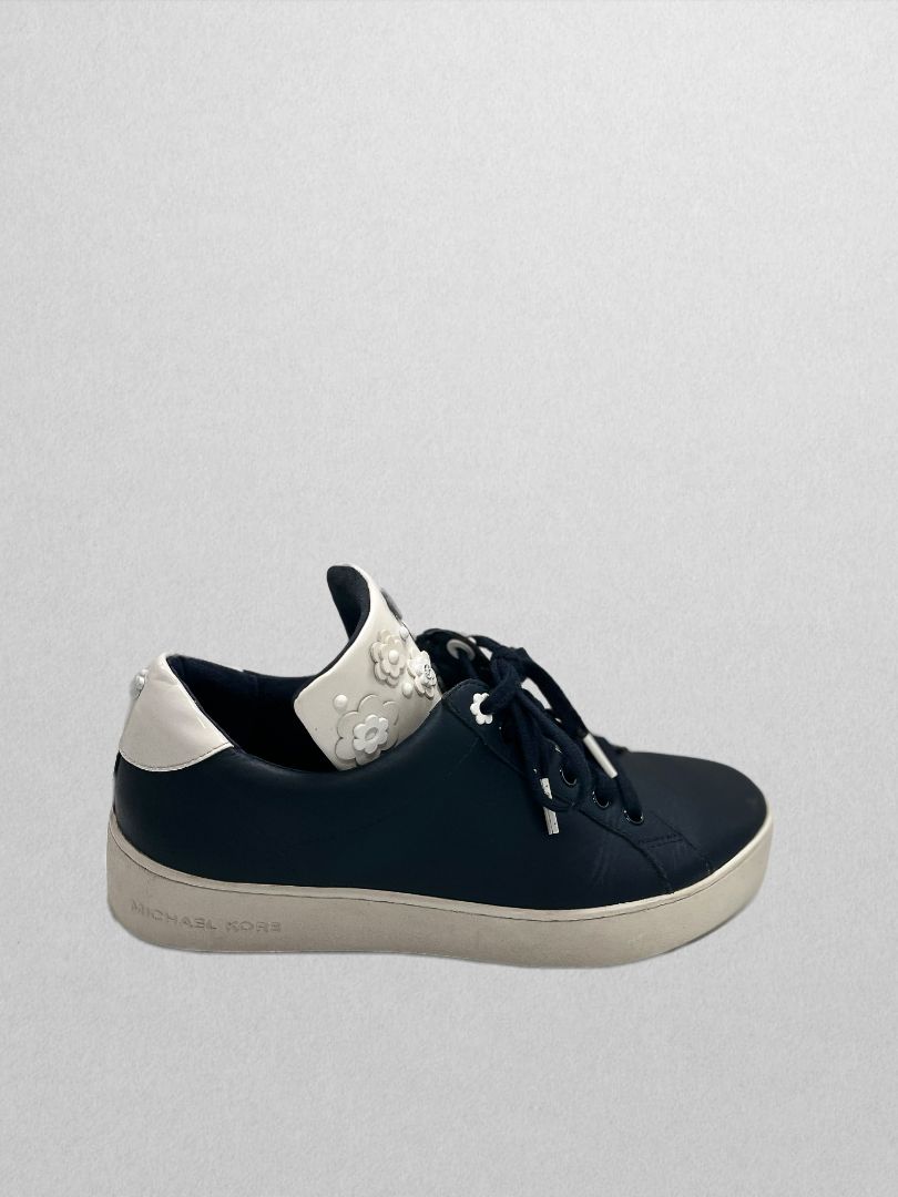 Michael Kors Black Fashion Sneaker with White/Black Flowers