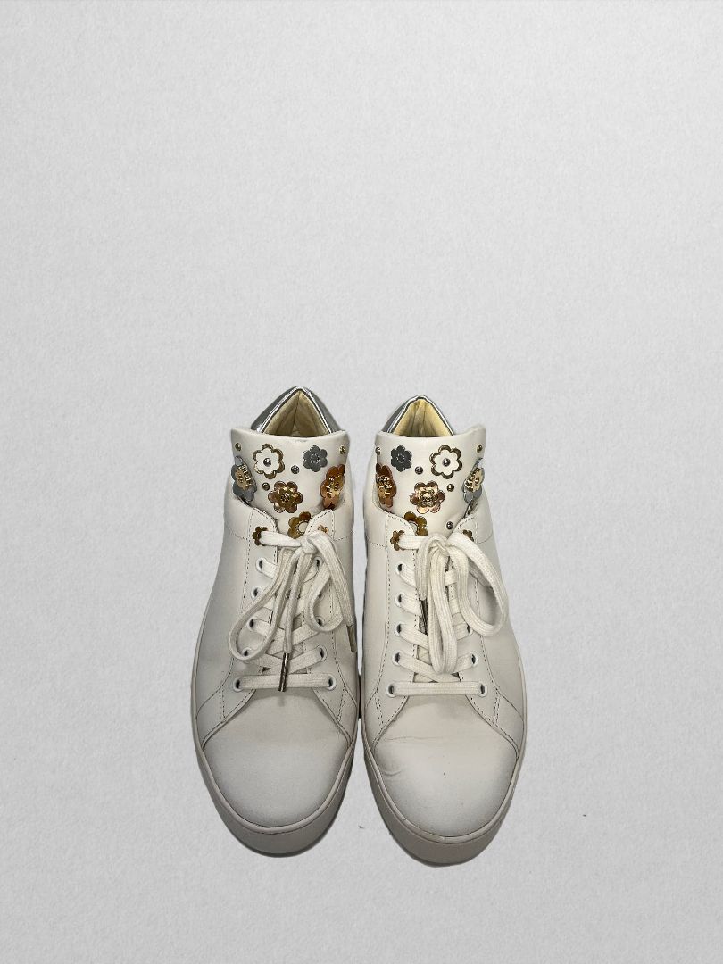 Michael Kors White Fashion Sneaker with Mixed Metallic Detailing