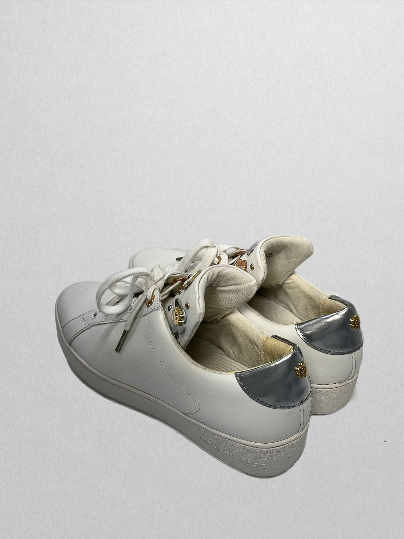 Michael Kors White Fashion Sneaker with Mixed Metallic Detailing