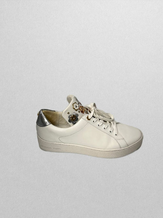 Michael Kors White Fashion Sneaker with Mixed Metallic Detailing