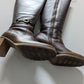 Bass Dark Brown Leather Heeled Knee-High Boots