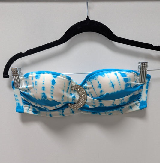 Venus Blue/White Tie-Dye Moon Emblem Strapless Bikini Top