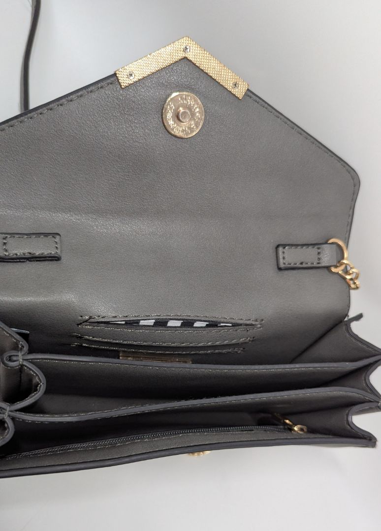 Urban Expression Grey/Gold Foldover Crossbody Purse