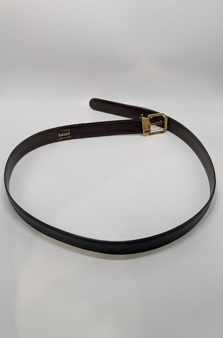 Bally Brown/Gold Leather Belt with Buckle