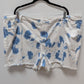 Lane Bryant White/Blue Tie-Dye Boyfriend Midi Denim Shorts