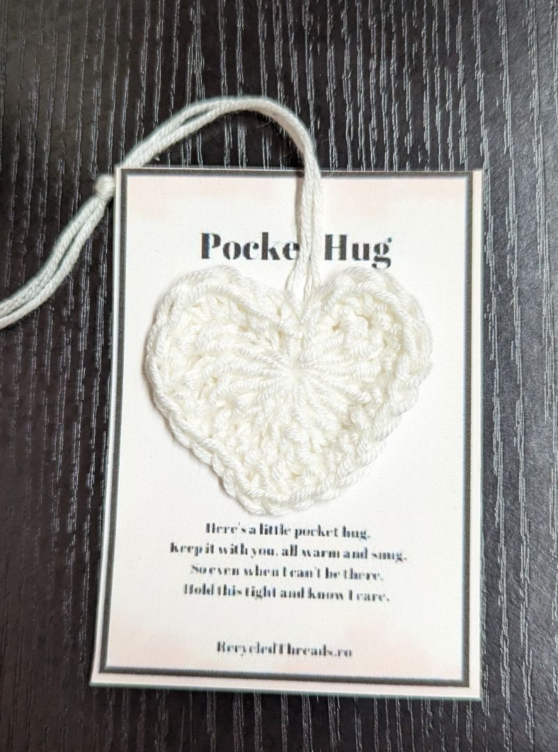 Recycled Threads White Heart Pocket Hug