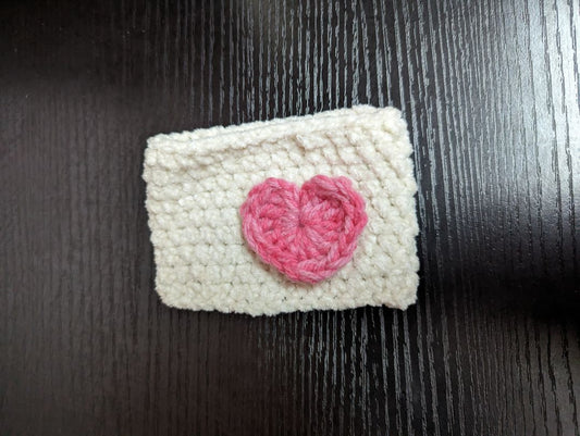 Recycled Threads White with Pink Heart Cozy (S)