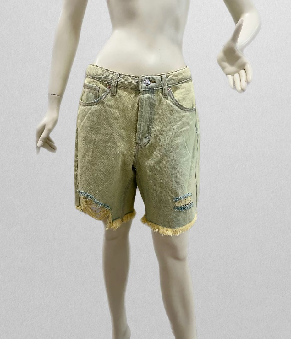 Wild Fable Green High Rise Bermuda Shorts Distressed (6)