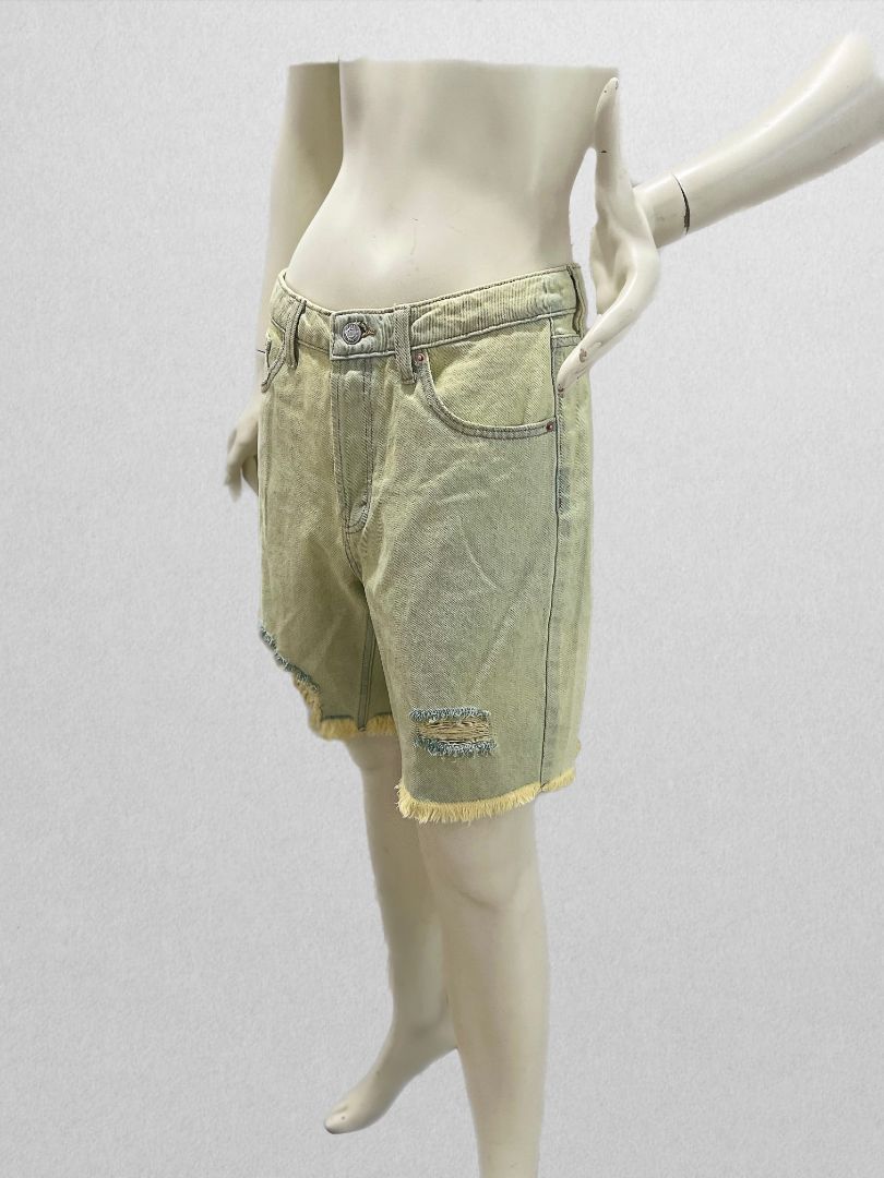 Wild Fable Green High Rise Bermuda Shorts Distressed (6)