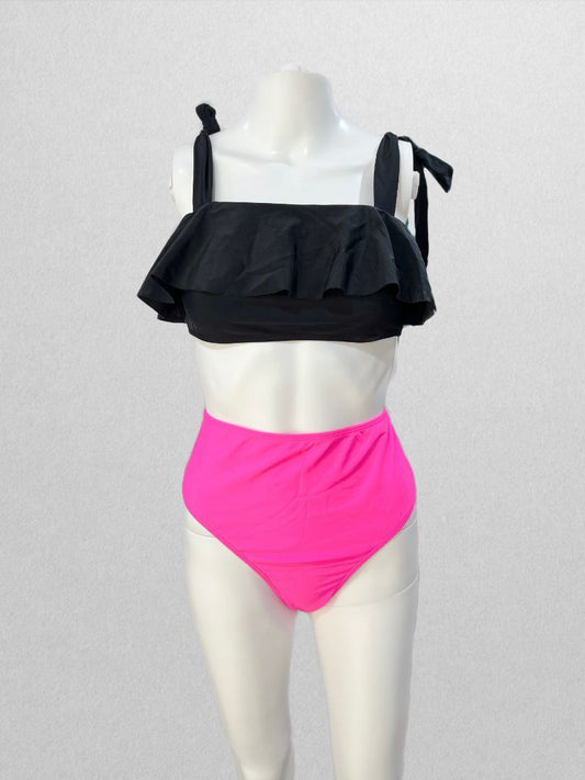 Black Ruffle Swim Top