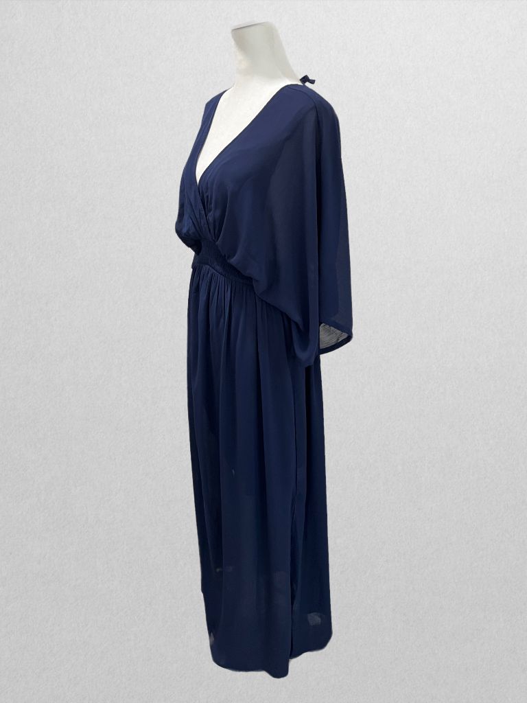 Navy Kimono Sleeve Maxi Dress