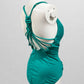 Hilor Teal Macrame Back One-Piece Swimsuit