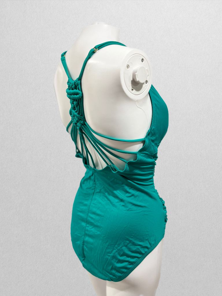 Hilor Teal Macrame Back One-Piece Swimsuit