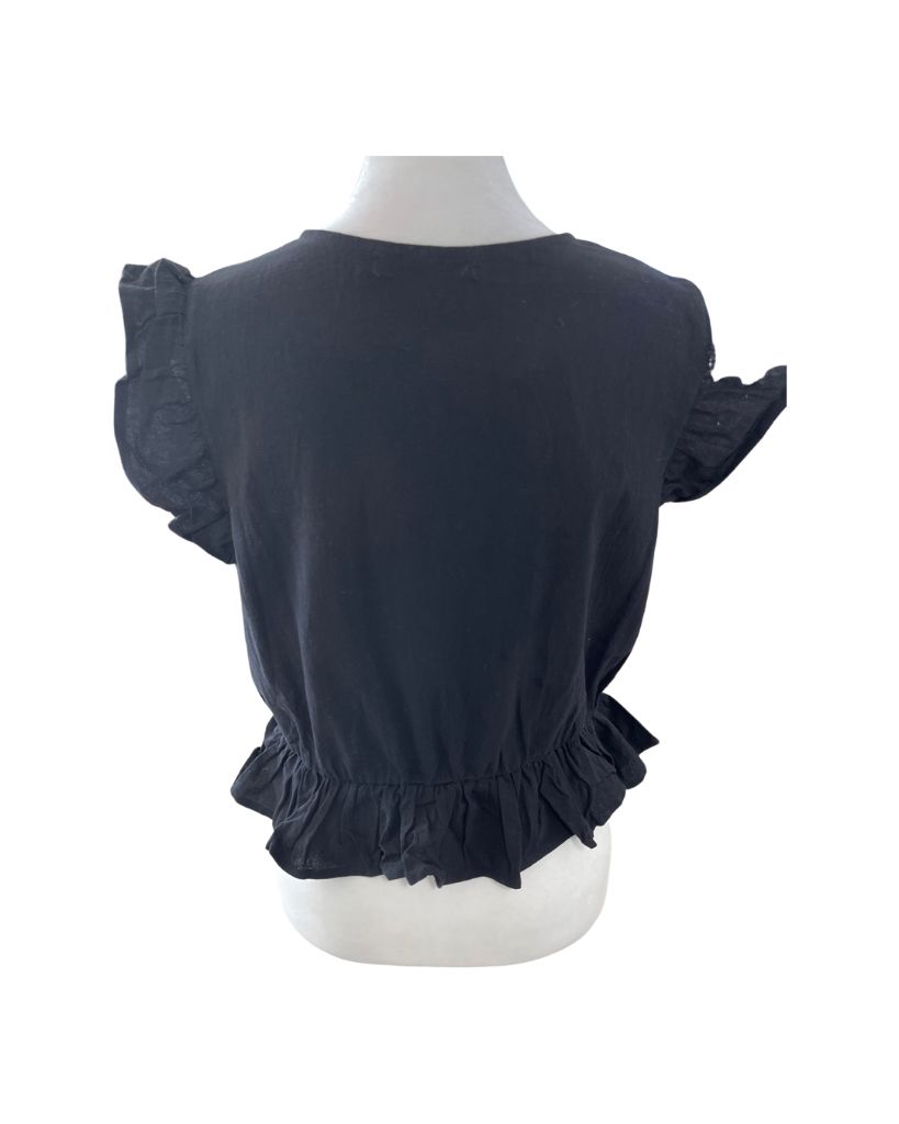 FancyInn Black Ruffled Crop Top