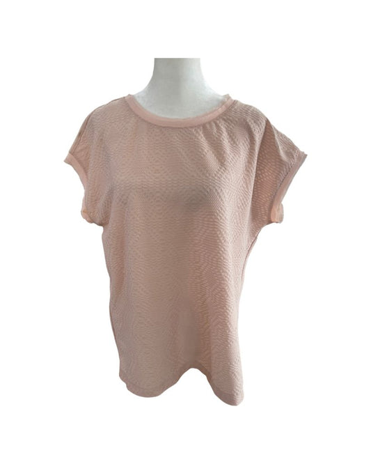 Two by Vince Camuto Pink Textured Blouse with Ruffle Back