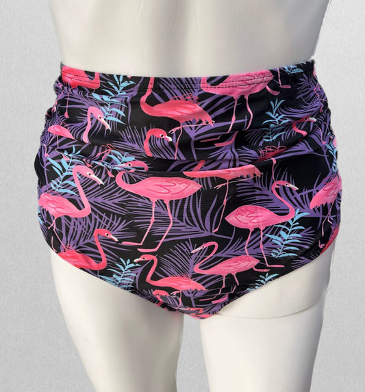 Macool Purple Flamingo High-Waisted Swim Bottoms