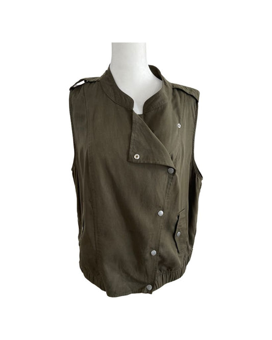 Juicy Couture Dark Green Button-Up Moto Vest