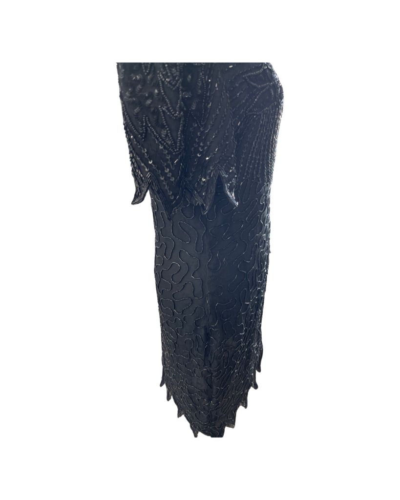 Denise Elle Vintage Black Sequin Midi Dress