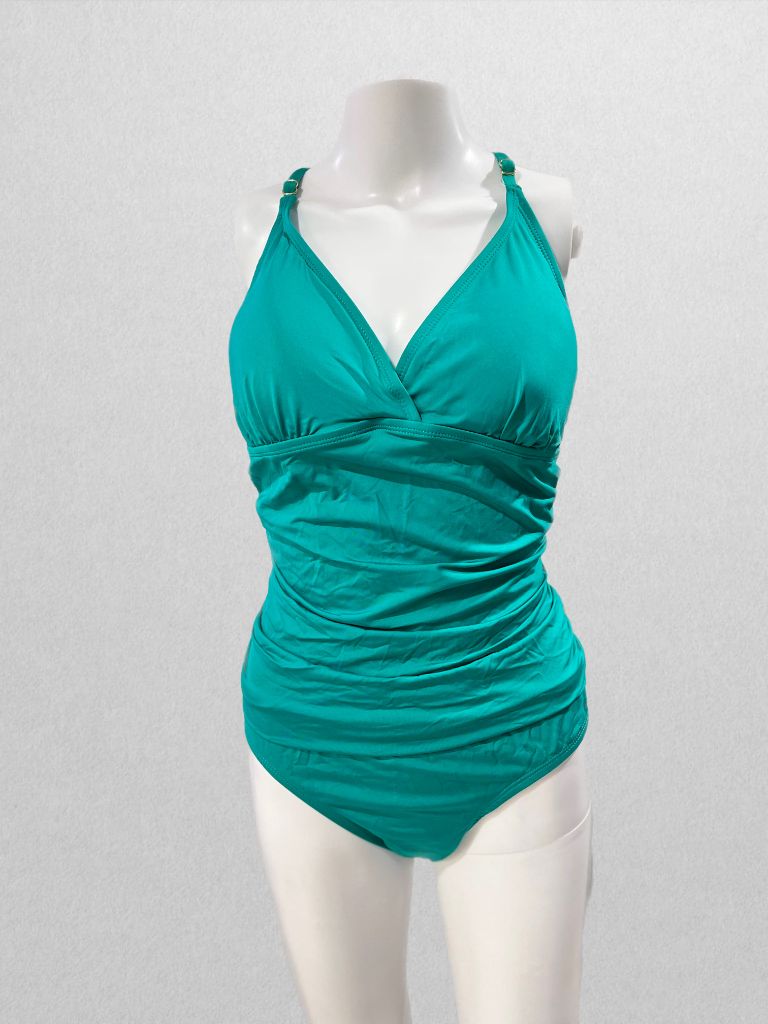 Hilor Teal Macrame Back One-Piece Swimsuit