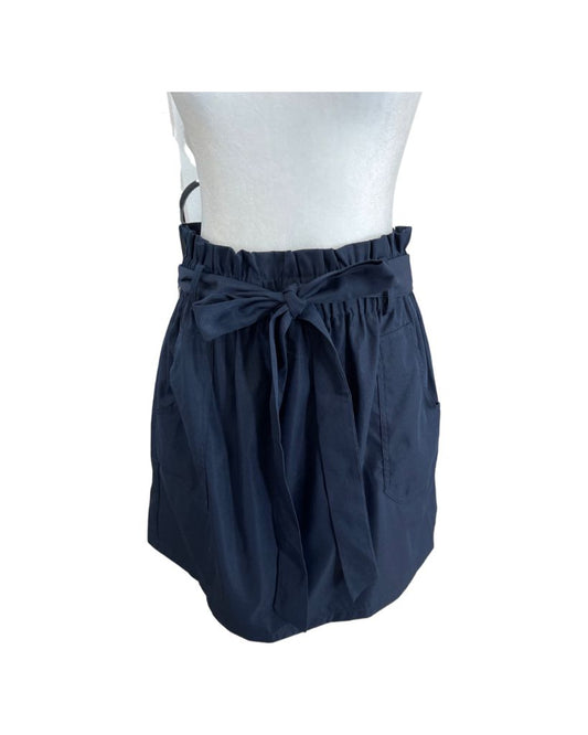 Kancy Kole Navy Skirt with Ruffle Waistband and Tie