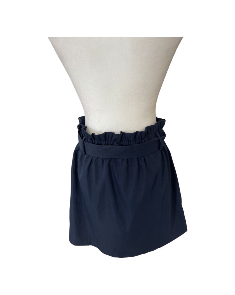 Kancy Kole Navy Skirt with Ruffle Waistband and Tie