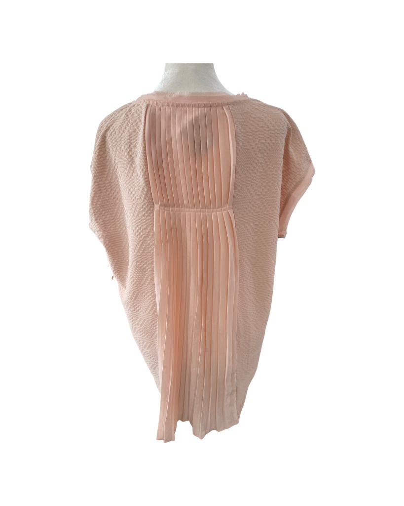 Two by Vince Camuto Pink Textured Blouse with Ruffle Back