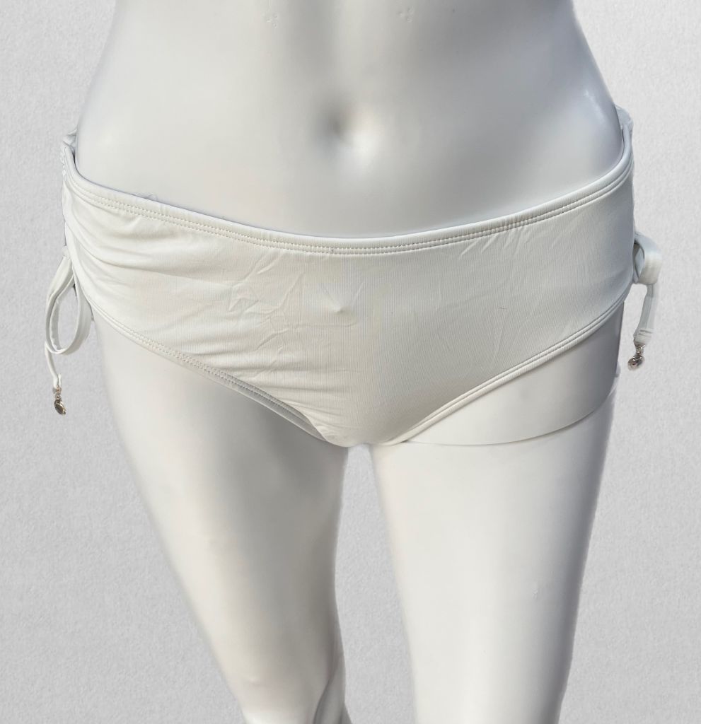 Anne Cole White Bikini Bottom with Ruching and Charms