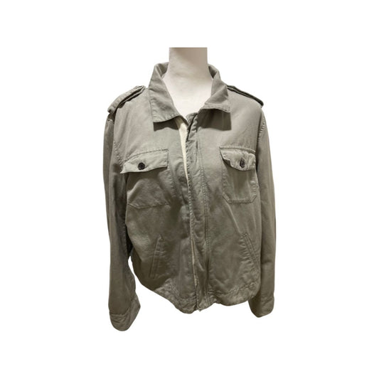 Two by Vince Camuto Green Linen Utility Jacket, Large