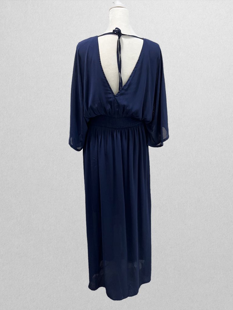 Navy Kimono Sleeve Maxi Dress