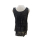 Vanessa Virginia Black Embroidered and Beaded Lace Tank
