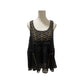 Vanessa Virginia Black Embroidered and Beaded Lace Tank