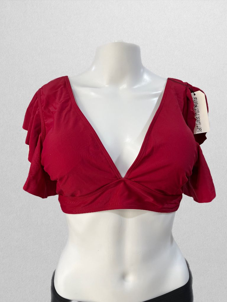 Sporlike Red Ruffle Bikini Swim Top