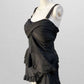 Black Ruffled Tankini Swim Top